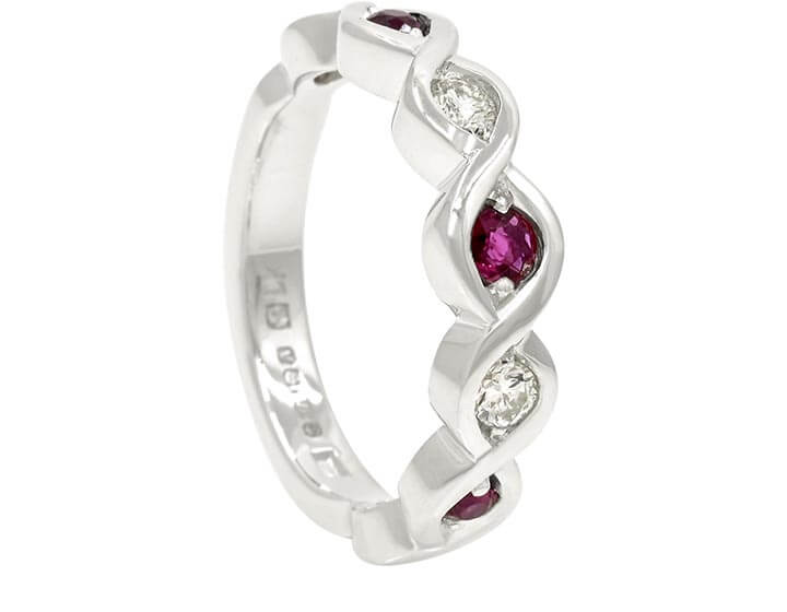 Twisting Ring with Rubies and Diamonds for Mary