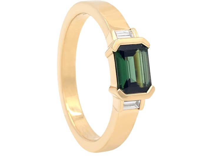 Bespoke Tourmaline and Diamond Deco Dress Ring