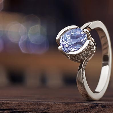 iolite and diamond ring