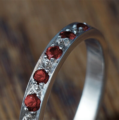 Garnet and diamond eternity outlet ring