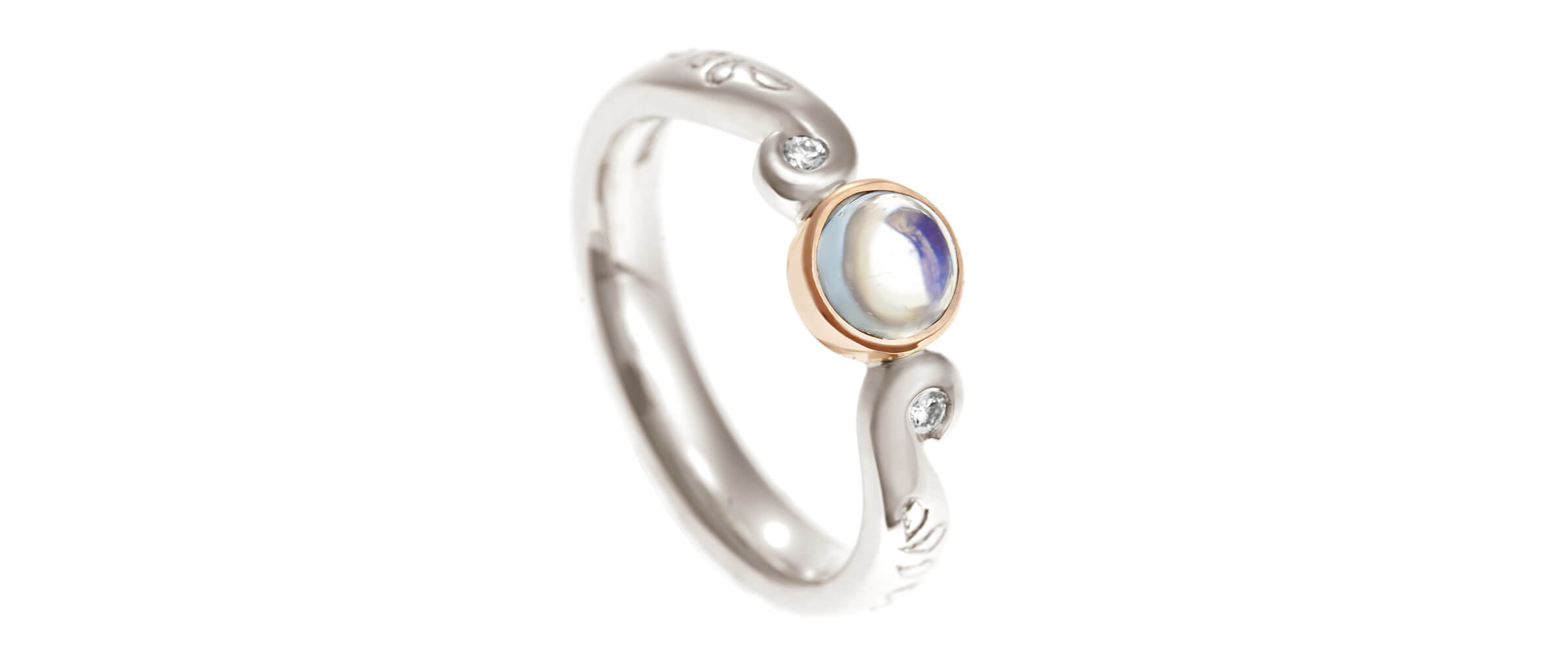 Vintage Rainbow Moonstone Scroll Filigree Ring 14k White gold, Moonstone  Engagement Ring Antique Style 2 Carat Gemstone Christmas Promise | Benati